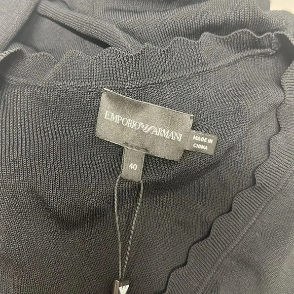 Emporio Armani Sweater Dress Mini Knit Long Sleeve Stretch Black New Size 40 XS - Picture 9 of 11